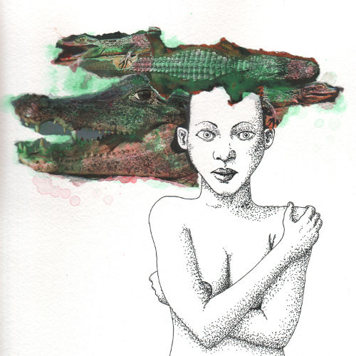 (2009) Tusche, Acryl und Collage auf Papier, 
20 x 20 cm