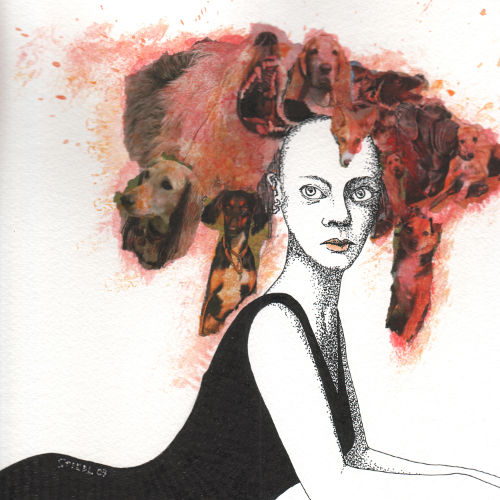 (2009) Tusche, Acryl und Collage auf Papier, 
20 x 20 cm