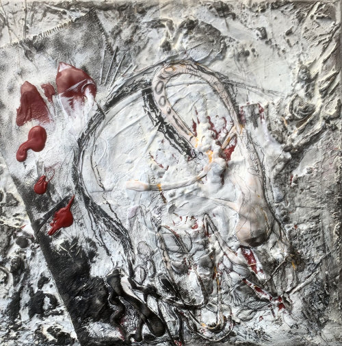 Collage, Acryl auf Leinwand, 50 x 50 cm